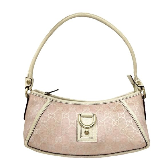 GUCCI Vintage GG Monogram Logo Abbey Shoulder Bag Pochette Pink Canvas [105938] - Picture 5 of 13